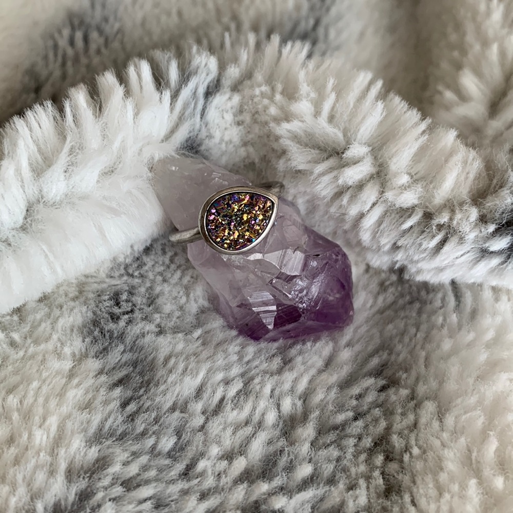 Fragrant Jewels Druzy Pear Cut Ring